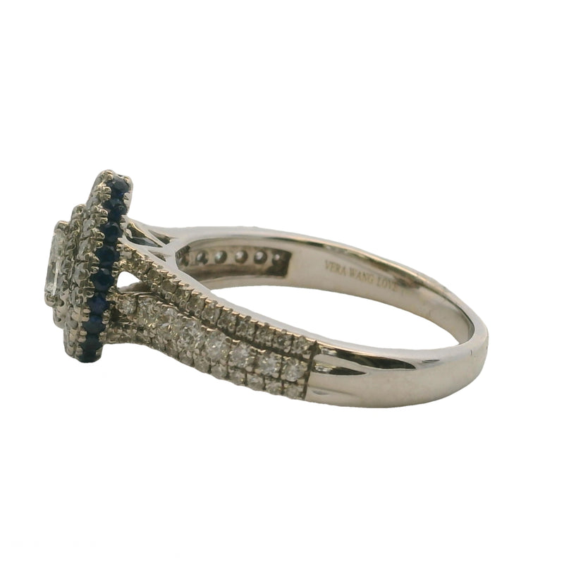 Vera Wang Love Pear Diamond Double Halo Frame 14kt White Gold Engagement Ring Size 8.75