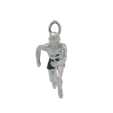 925 Sterling Silver 3D Sports Runner Number 5 Drop/Dangle Green Enamel Charm