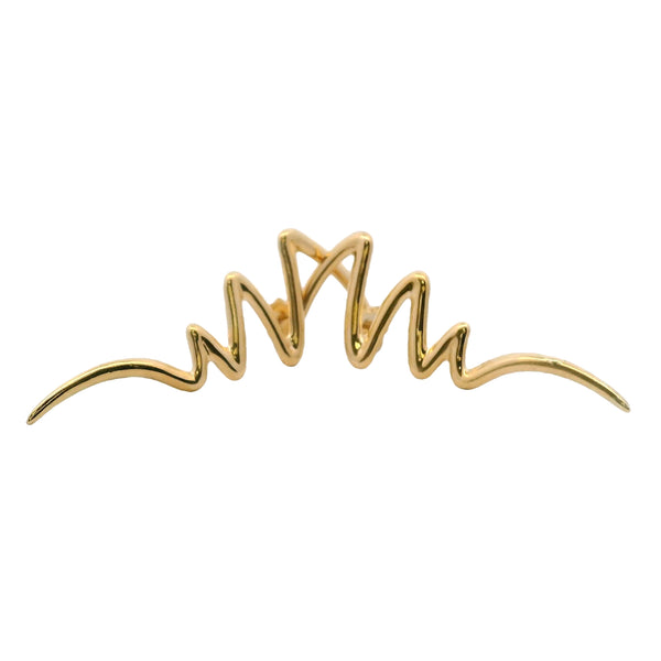 Solid 14kt Yellow Gold Zig-Zag Brushstroke Long Stud Earrings