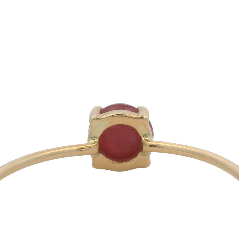 Solid 14kt Yellow Gold Cabochon Ruby Solitaire Simple Accent Ring Size 6