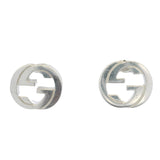 Gucci Solid 925 Sterling Silver Interlocking G Logo Stud Earrings