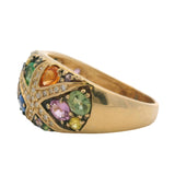 EFFY Solid 14kt Yellow Gold Multi-Colored Sapphire and Diamond Starfish Cluster Cocktail Ring Size 10.5