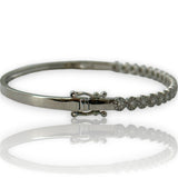 Shy Creation 14kt White Gold and Diamond Hinged Bangle with Mini Halos and Double Safety Clasp