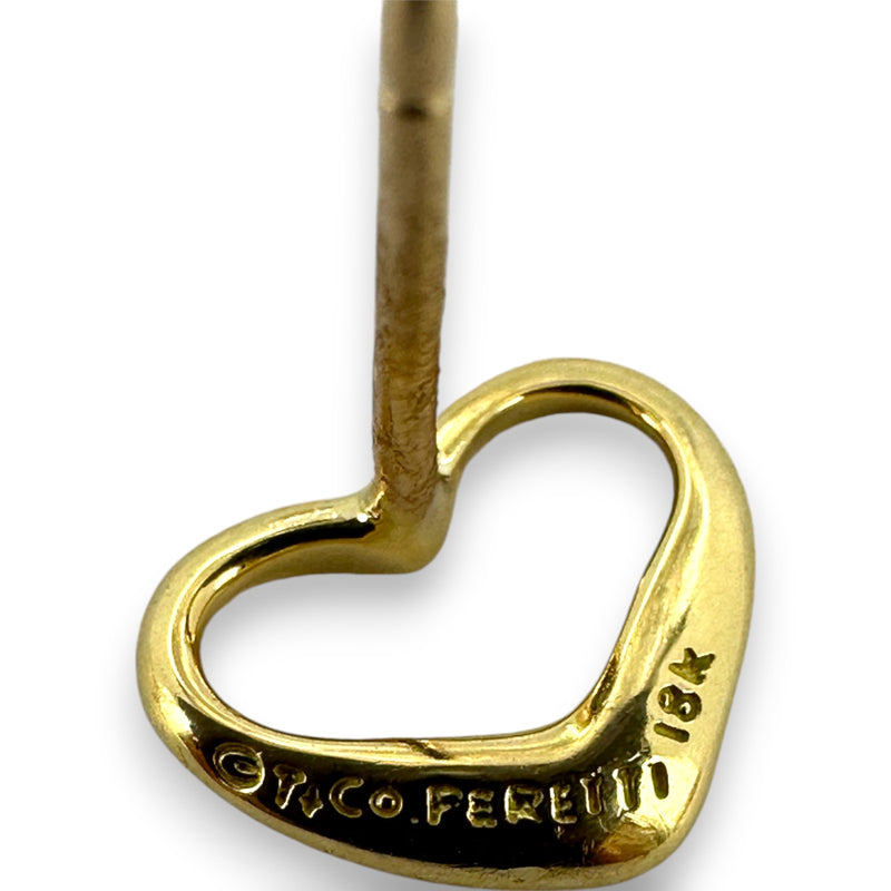 Vintage Tiffany & Co Peretti Mini Open Heart Solid 18KT Yellow Gold Stud Earrings