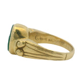 Vahe Naltchayan Vintage 1987 Solid 18kt Yellow Gold Chrysoprase Intaglio Ring Size 5