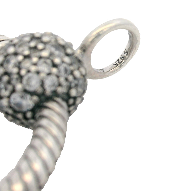Pandora Moments Retired Sterling Silver Pave CZ Small O Ring Charm Holder Pendant