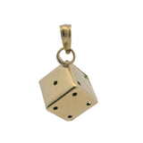 14kt Yellow Gold 8mm Wide 6-Sided Die Game Gambling Pendant