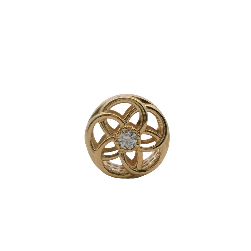 Charm deslizante calado "Loving Bloom" de Pandora en oro amarillo macizo de 14 kt 585 y circonitas cúbicas