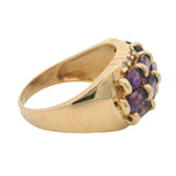 14kt Yellow Gold Amethyst and Diamond Cluster Statement Cocktail Ring Size 9