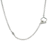 Solid 18kt White Gold and Diamond Stationed Open Oval Pendant Toggle Necklace