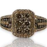 Tasha R Jewelry Solid 14kt Rose Gold Rectangular 1.41ctw Diamond Cluster Ring with White, Yellow, and Brown Diamonds Size 7