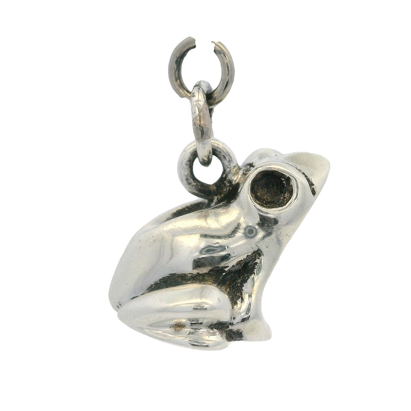 Vintage Rare Tiffany & Co 925 Sterling Silver Sitting Frog Charm Necklace Pendant