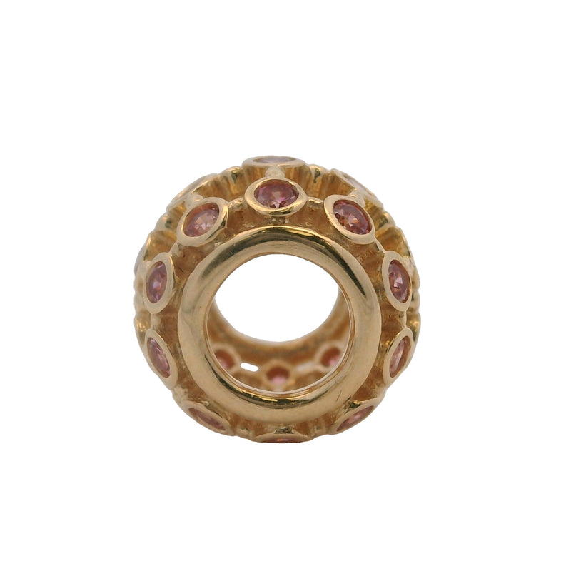 Charm espaciador "Spotlight" de Pandora en oro amarillo macizo de 14 kt y circonita rosa