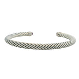 David Yurman 925 Sterling Silver Classic Cable Amethyst and Diamond Cuff Bracelet 7"