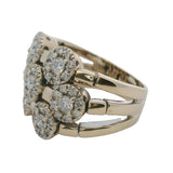 Sonia B Solid 14kt White Gold and Diamond 3-Row Halo Cluster Flex Ring Size 6