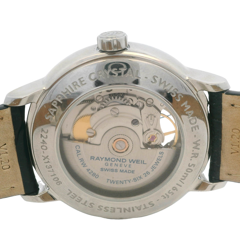 Raymond Weil Maestro Silver 2240-STC-J0655 Steel Leather Watch