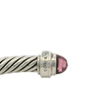 David Yurman Solid 925 Sterling Silver Tourmaline and Diamond Cable Bracelet 7"