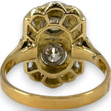 Antique 1900-1920 18kt Yellow and White Gold 2-Stone Old Mine Cut Diamond Dinner Ring with Diamond Chip Accents Size 6.5