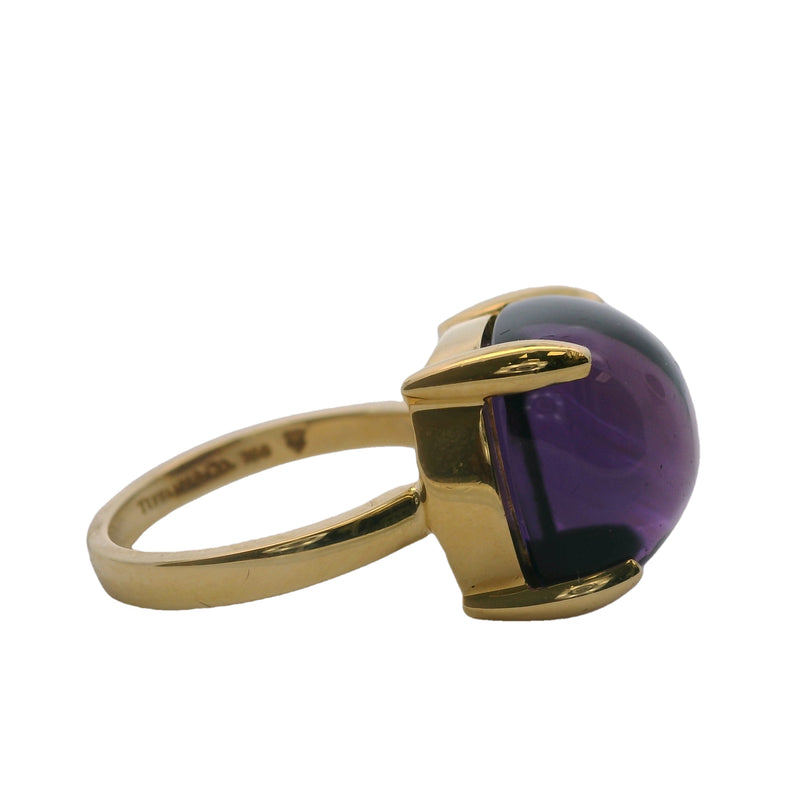 Vintage Tiffany & Co Paloma Picasso Sugar Stack Loaf Cabochon Amethyst Ring In 18kt Yellow Gold Size 5