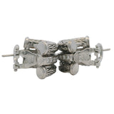 Vintage 1980s Signed Rare La Pepita 18kt Woven White Gold and White Diamond Large Omega-Back Earrings Made In Italy