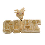 Solid 14kt Yellow Gold GOAT CZ Plate Pendant Charm With Goat Head Lab Ruby Eyes