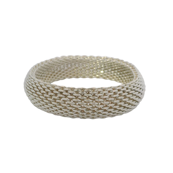 Tiffany & Co 925 Sterling Silver Somerset Mesh Bangle Bracelet Size L 8.5"