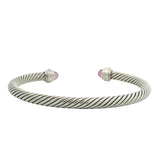 David Yurman Solid 925 Sterling Silver Tourmaline and Diamond Cable Bracelet 7"