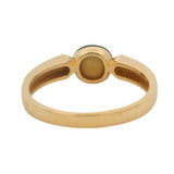 Vintage Solid 18kt Yellow Gold Cabochon Vivid Green Apple Jade Solitaire Ring Size 8