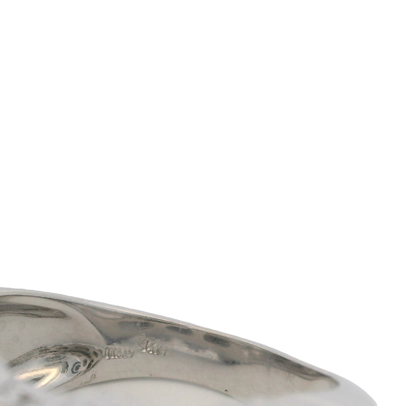 Solid 14kt White Gold and Diamond 14mm Wide Woven Statement Fashion Ring Made in Italy