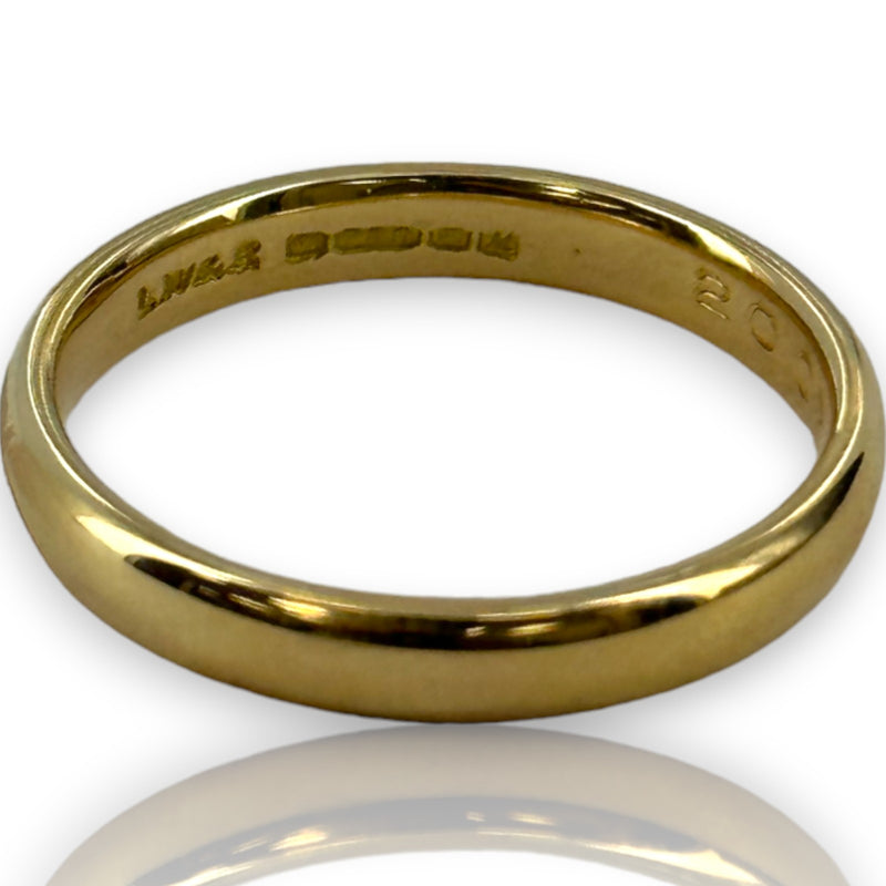 Vintage 1986 18kt Solid Yellow Gold London Hallmarked Wedding Band Ring By LW & S Size 6.75