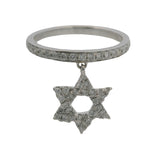 Djula Solid 18kt White Gold and 0.24ctw Diamond Star of David Dangle Pinky Ring Size 2.5