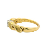 Vintage Gucci Solid 18kt Yellow Gold 0.33ct Diamond Solitaire Art Nouveau Style Twist Band Ring Size 6