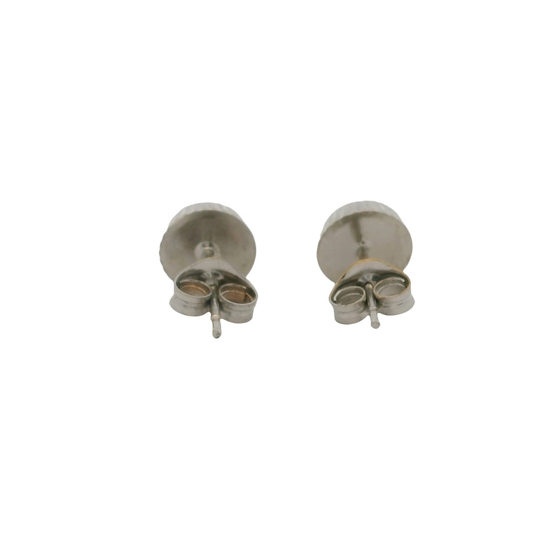 Solid 14kt White Gold Faceted 6mm Button Stud Earrings