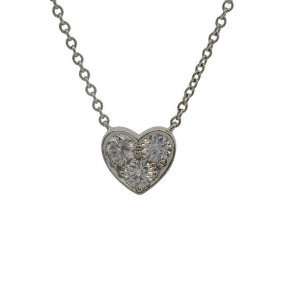 Tiffany & Co Solid 950 Platinum 3 Diamond 0.30ctw Sentimental Heart 16" Necklace