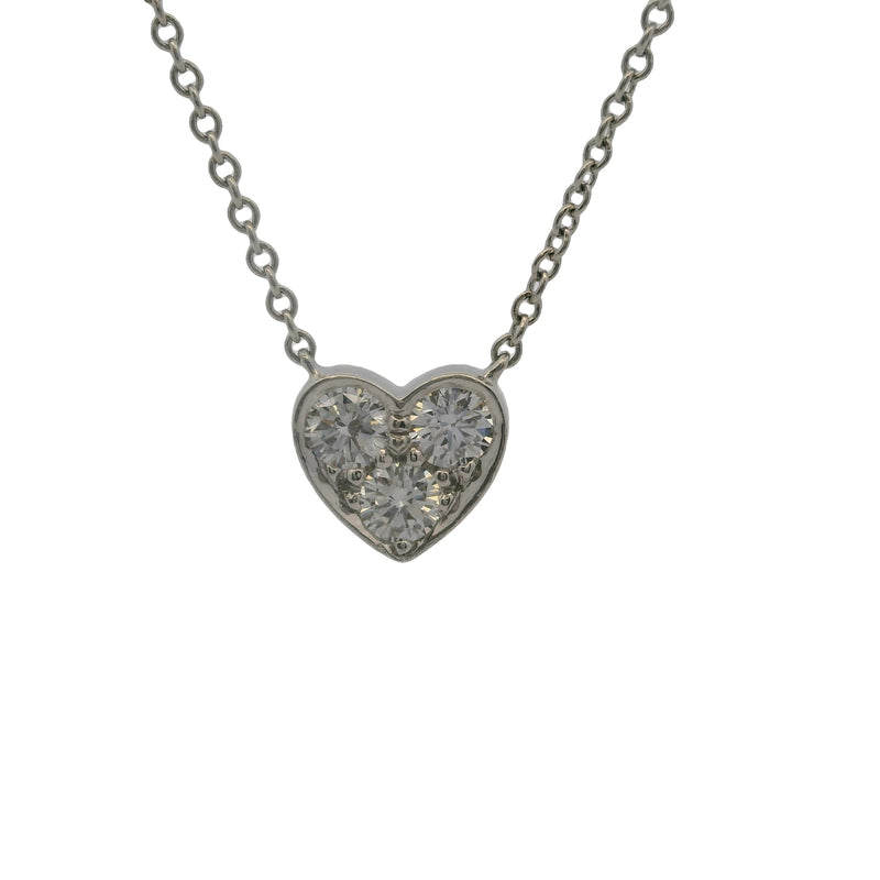 Tiffany & Co Solid 950 Platinum 3 Diamond 0.30ctw Sentimental Heart 16" Necklace