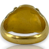 Antique 1902 18kt Yellow Gold Engraved Signet Ring with Scroll Details Made in London