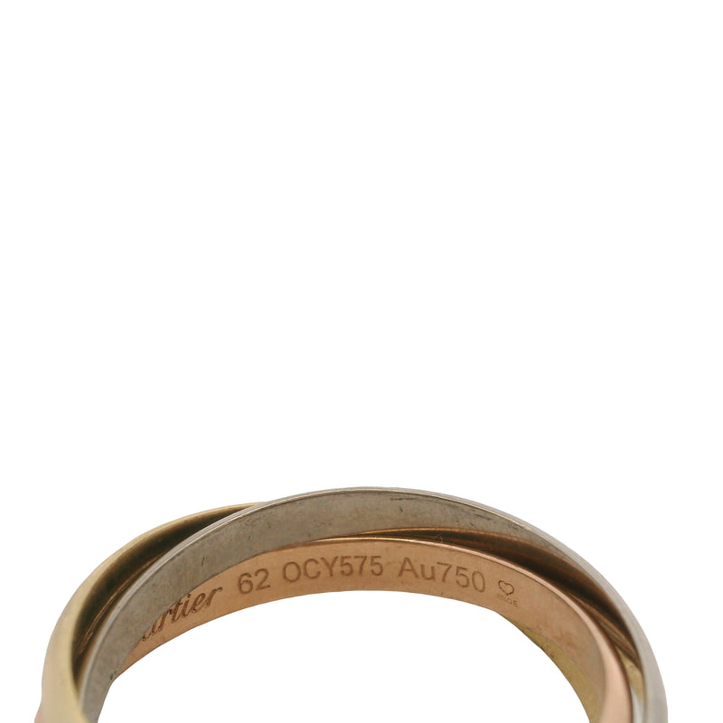 Cartier Solid 18kt 750 Yellow Rose and White Gold Small Model Rolling Trinity Ring Size 10 62
