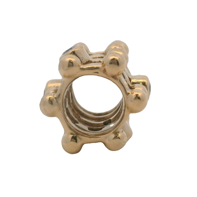 Pandora Retired Solid 14kt Yellow Gold and Diamond Matrix Abstract Spacer Slider Charm