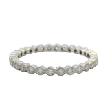 Noemie Solid 18kt White Gold and Diamond Milgrain Bezel Eternity Stackable Ring Size 7.5