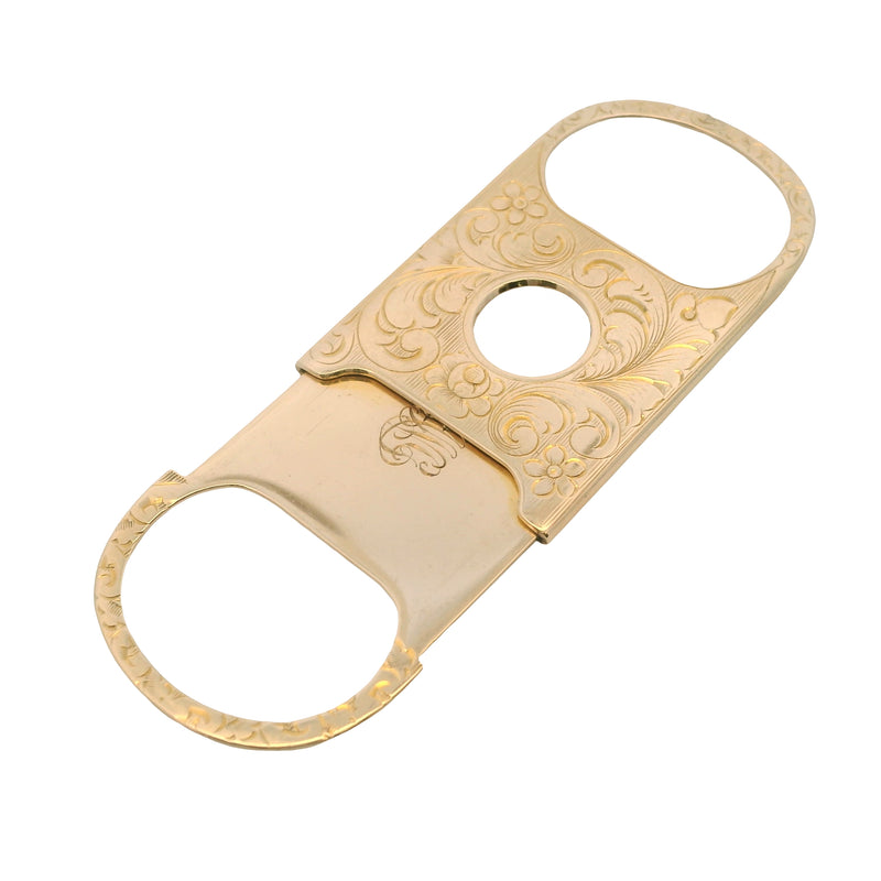 1902 Victorian Reinhold Steinecke Antique Solid 14kt Yellow Gold Floral Cigar Cutter ""ANC"