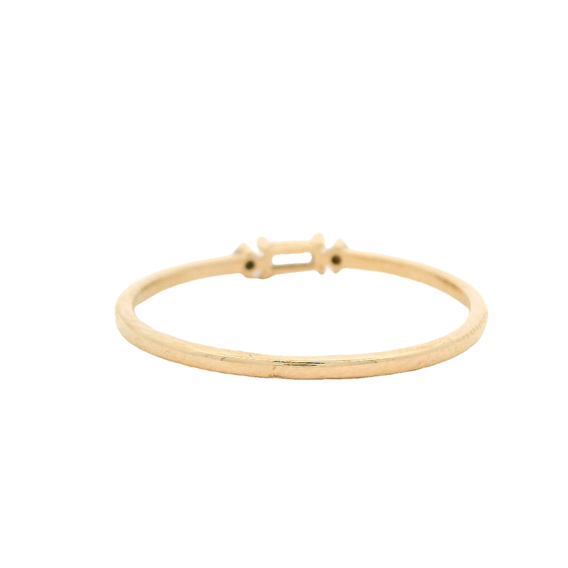 Anillo de moda de oro amarillo macizo de 14 kt con circonitas cúbicas de talla baguette y redonda, talla 10