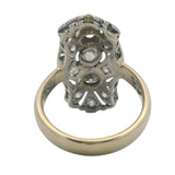 c1910-20s 14kt White Gold 25mm Long Antique Cut Diamonds Filigree Dinner Ring Size 5