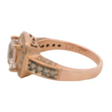 Le Vian Solid 14kt Rose Gold Pink Morganite and Diamond Halo Cocktail Fashion Ring Size 7