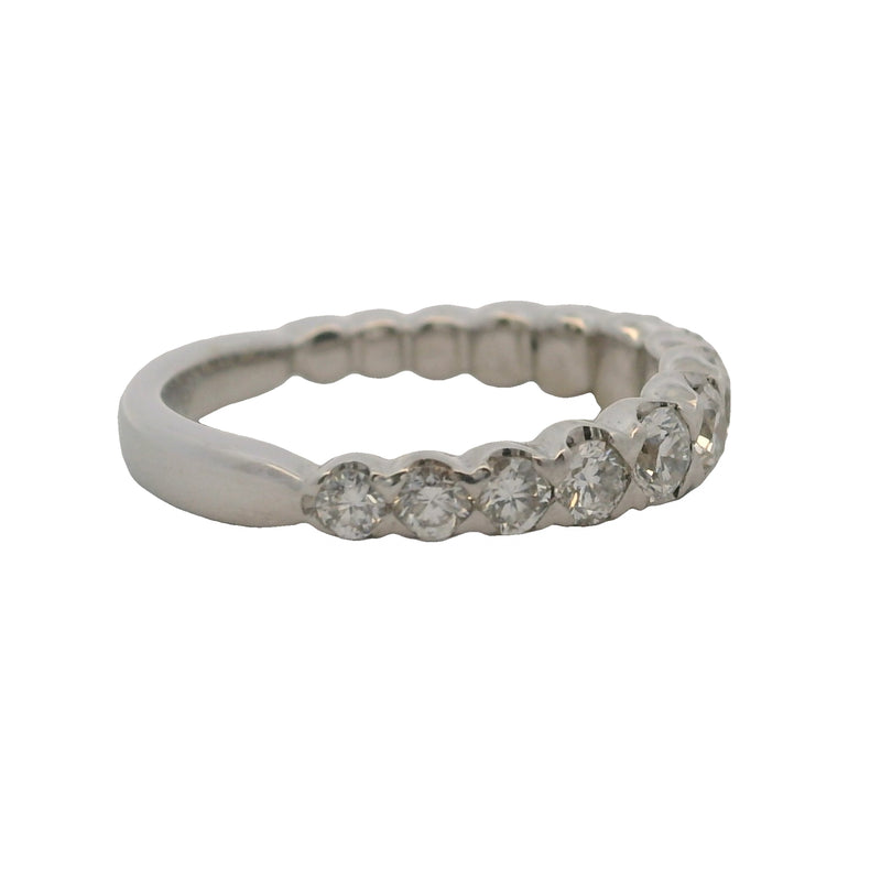 Solid 18kt White Gold and Graduated Diamond Half-Eternity Wedding Band Ring Size 3.5
