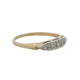 Antique 1930s White and Yellow 14kt Gold Diamond Wedding Stackable Band Ring Size 6