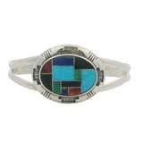 Carolyn Pollack 925 Sterling Silver Relios Multi-Stone Inlay Cuff 6.5" Bracelet
