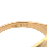 Vintage Mid-Century 14kt Yellow Gold Signet Ring with Hand Palm Engraving Size 5