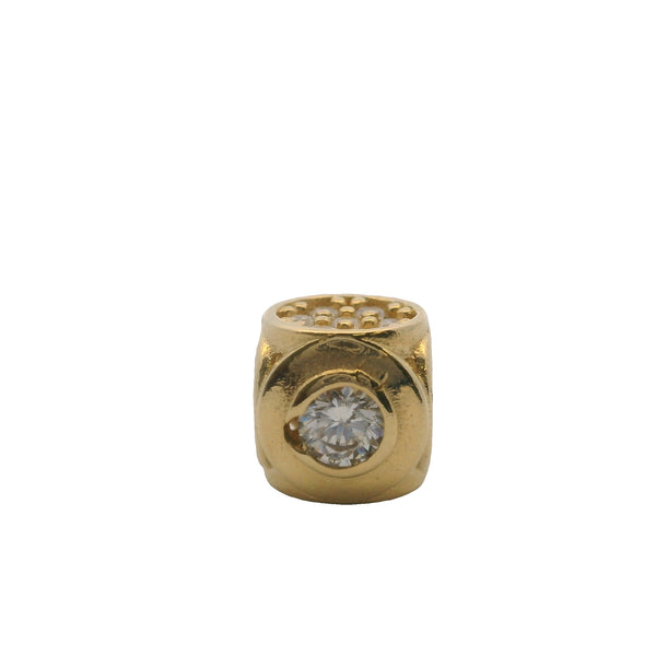Dije espaciador en racimo de oro amarillo macizo de 14 kt y circonitas cúbicas