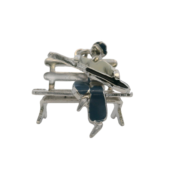 Vintage 925 Sterling Silver and Colored Enamel Guitar Player Musician Charm