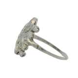 Rare Vintage Handmade 1930-40s Solid 14kt White Gold and 0.65ct Diamond Celestial Dinner Cocktail Ring Size 6.5